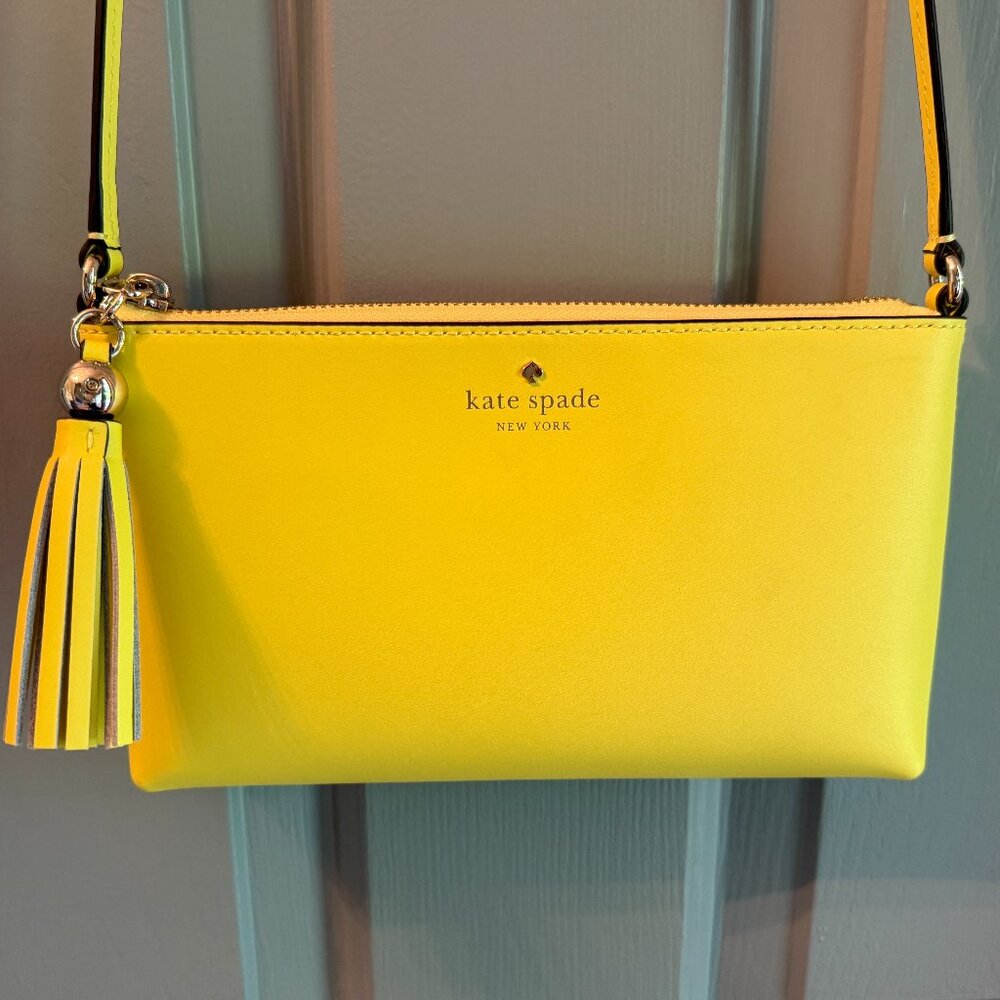 Kate Spade Amy Ivy Street Small Crossbody w/Tassel - Lemon Yellow - Like New